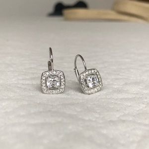 Cubic Zirconia pavé halo earrings